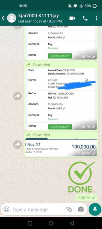 Reddy Anna online payment confirmation screenshot